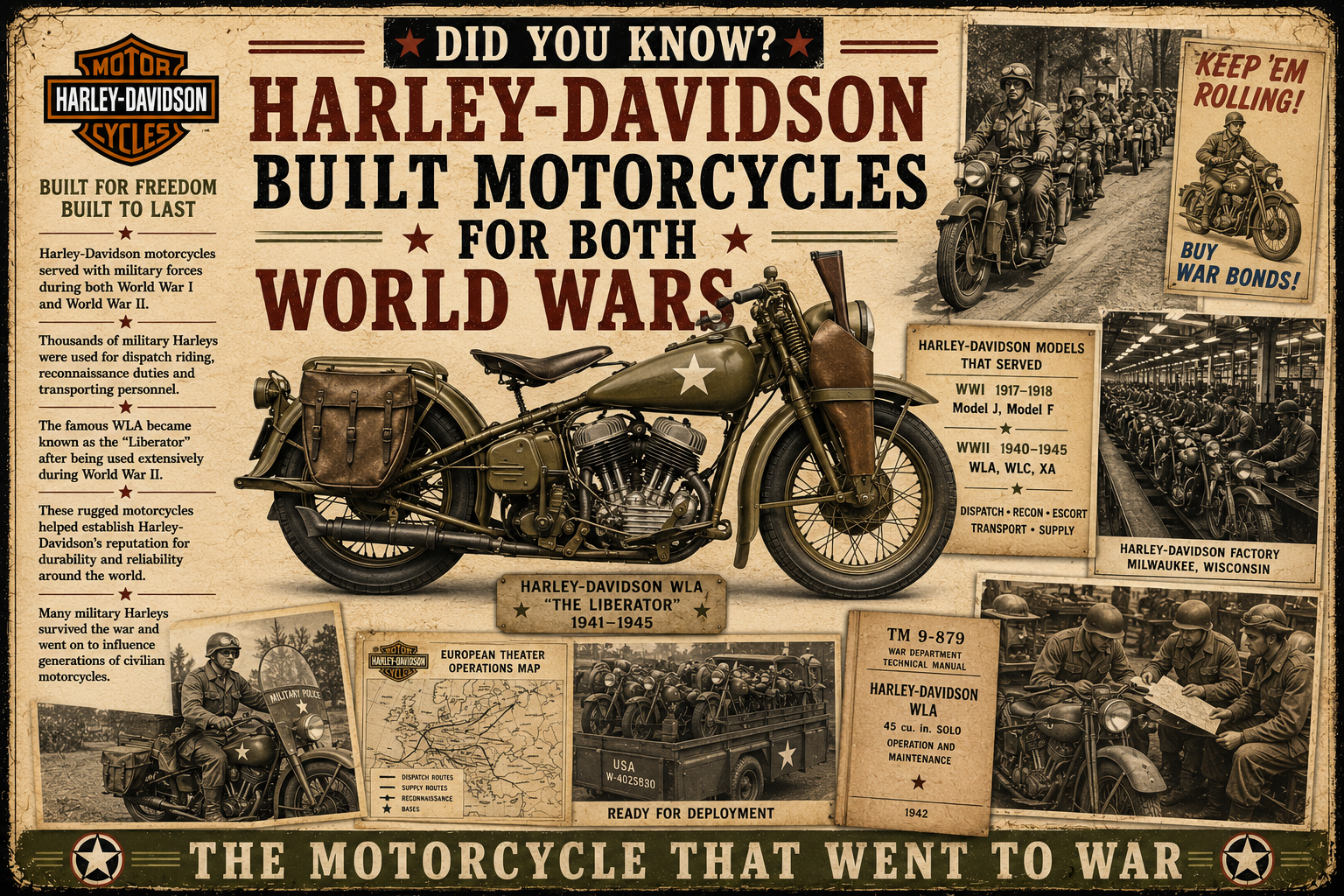 Did you know Harley-Davidson built motorcycles for both World Wars?