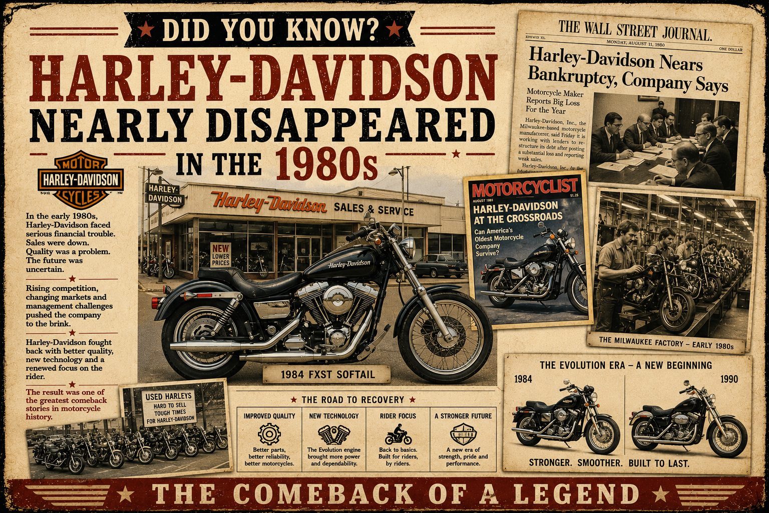 Did you know Harley-Davidson nearly disappeared in the 1980