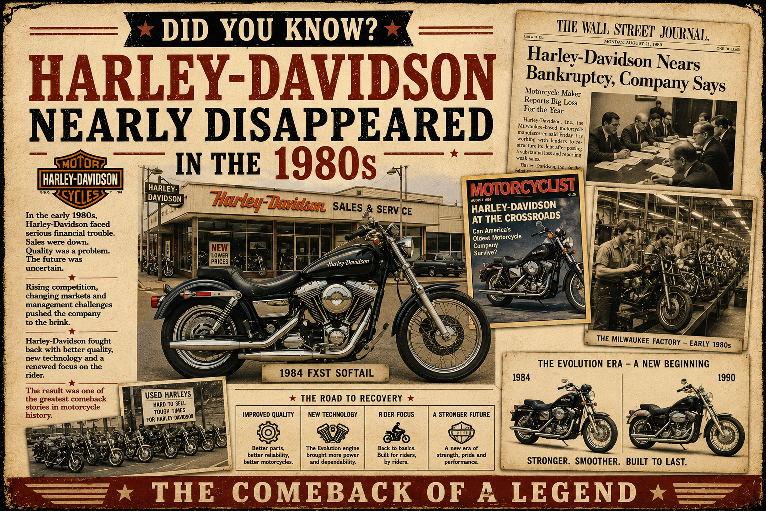 Did you know Harley-Davidson nearly disappeared in the 1980