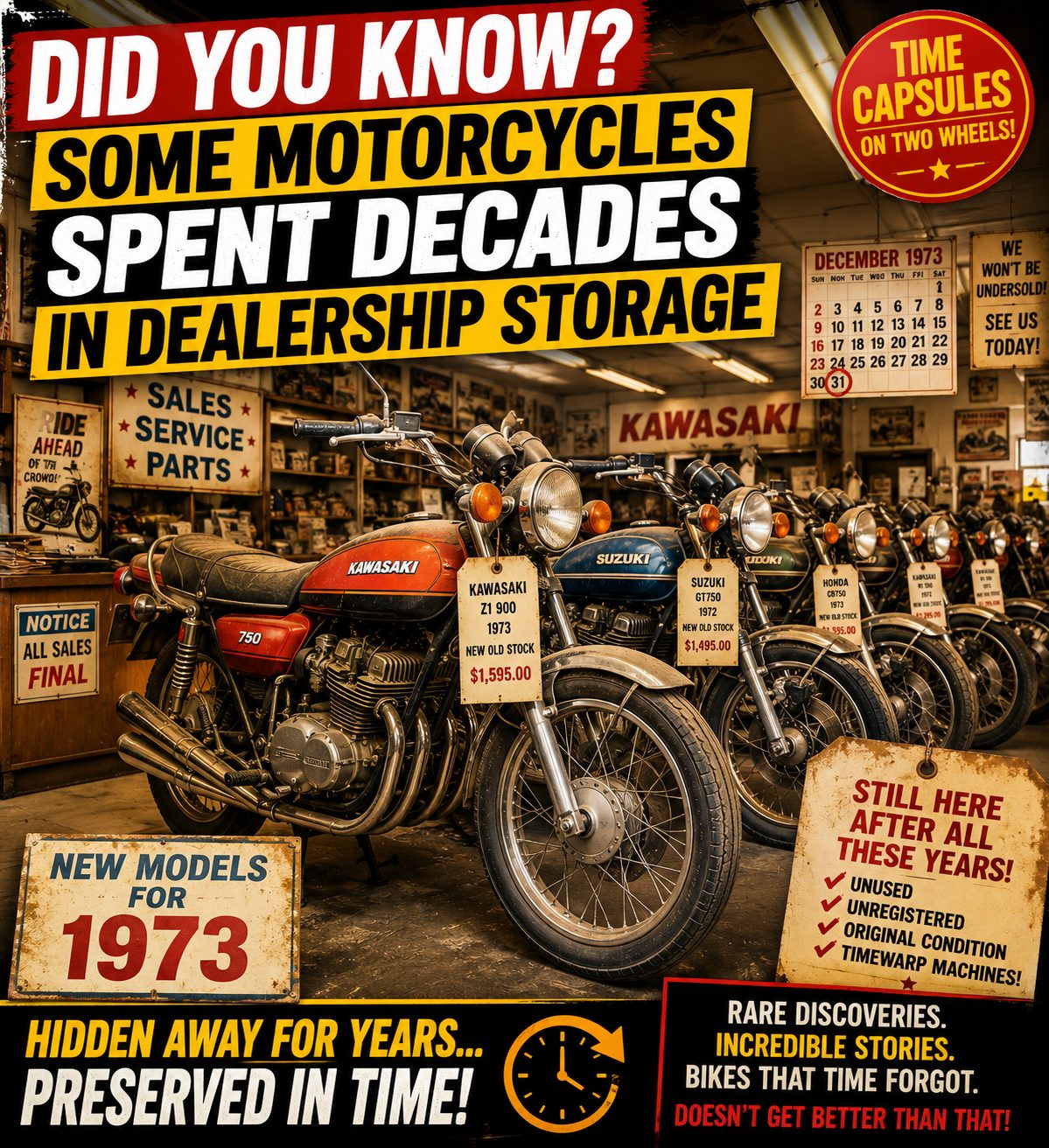 Did you know some classic motorcycles spent decades in dealership storage?
