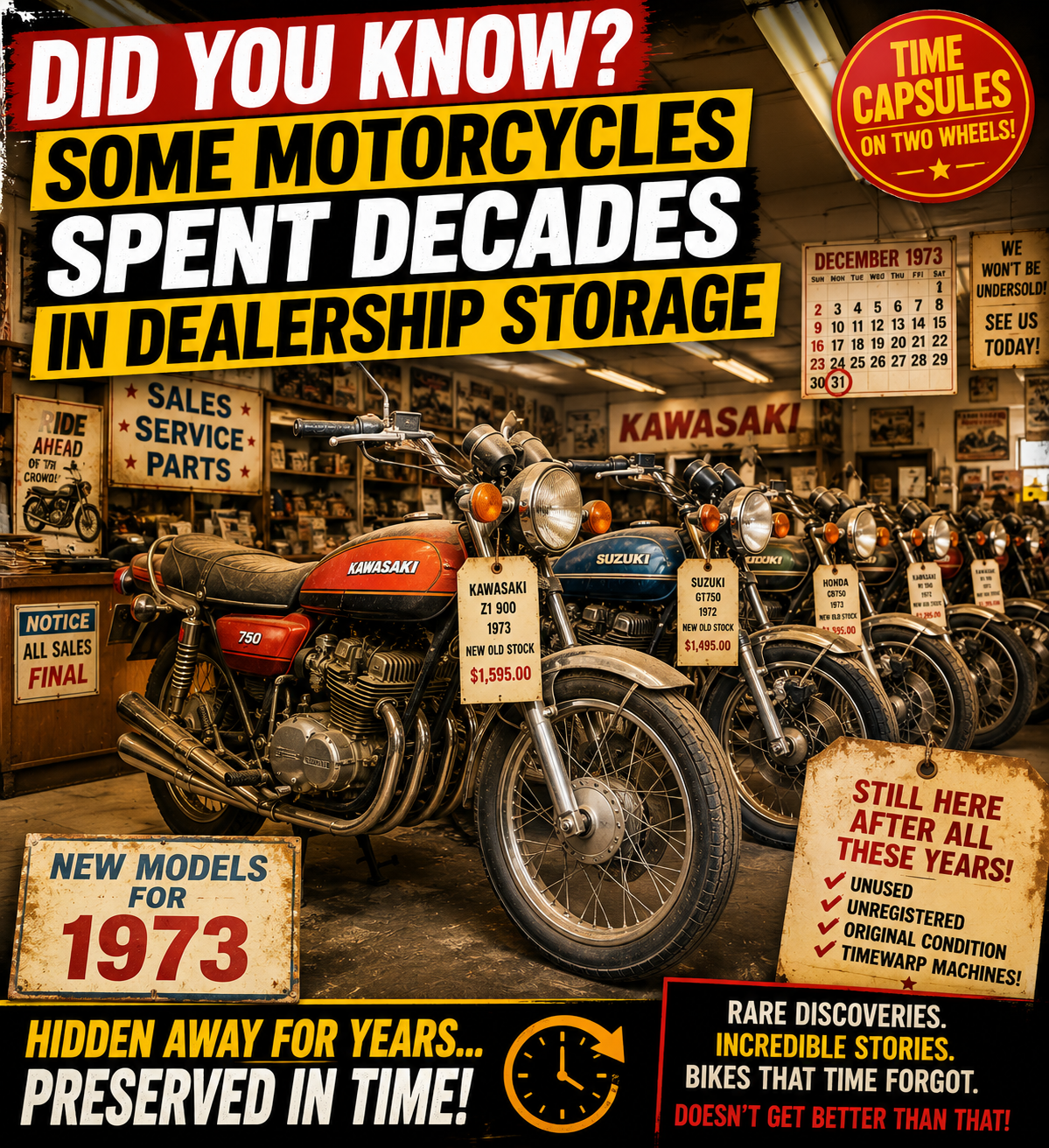 Did you know some classic motorcycles spent decades in dealership storage?