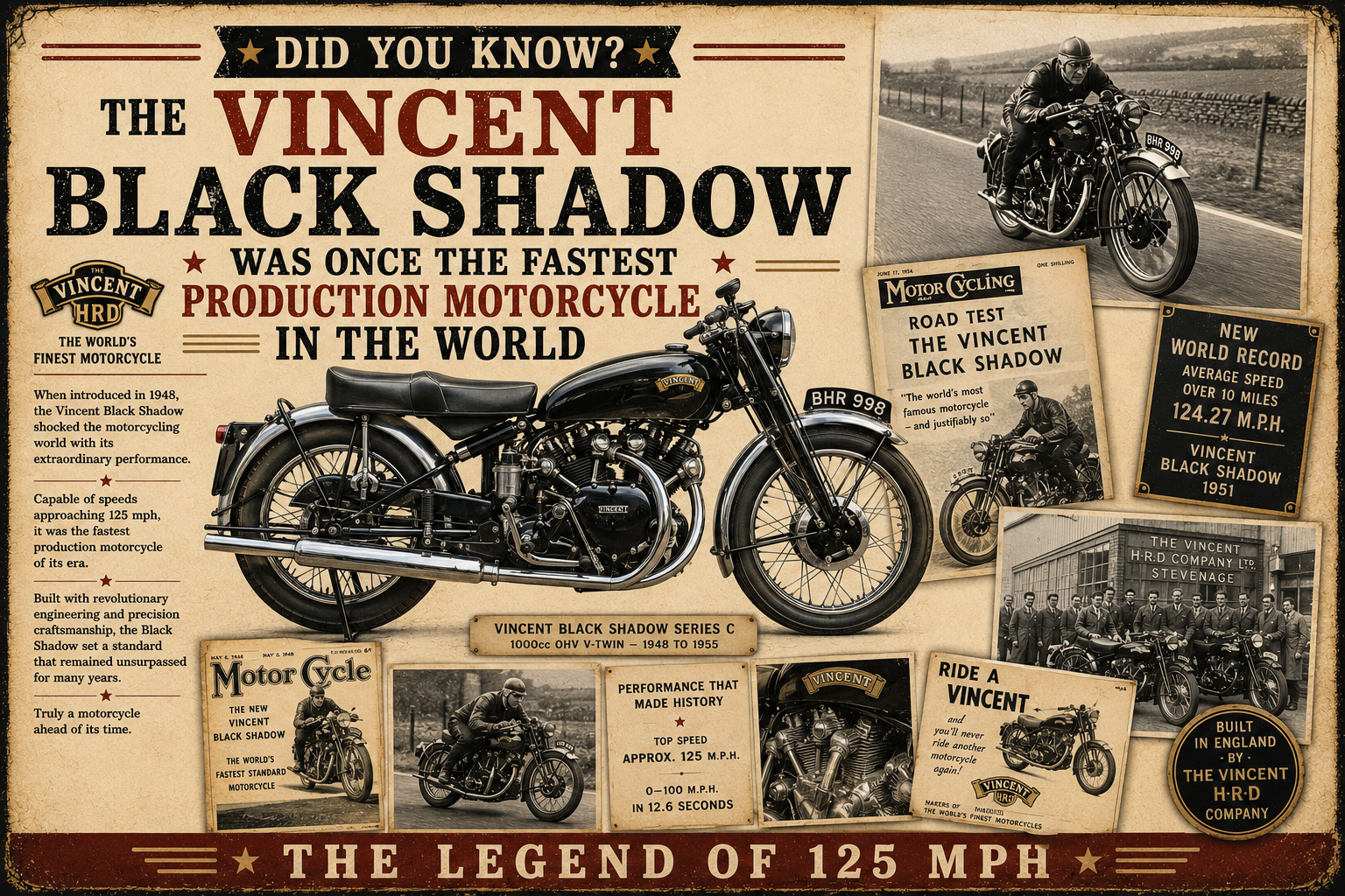 Did you know the Vincent Black Shadow was once the fastest production motorcycle in the world