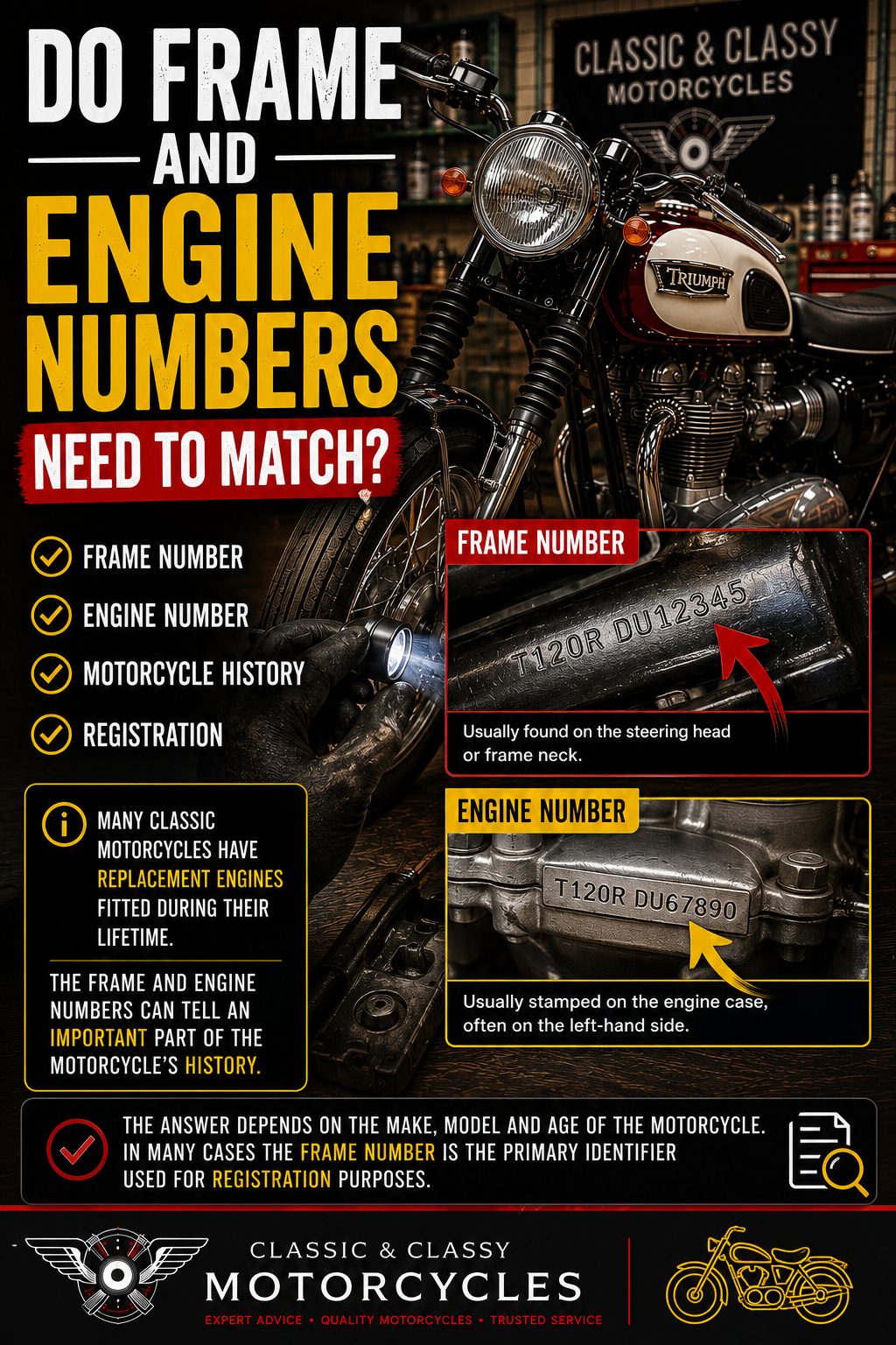 Do frame and engine numbers need to match