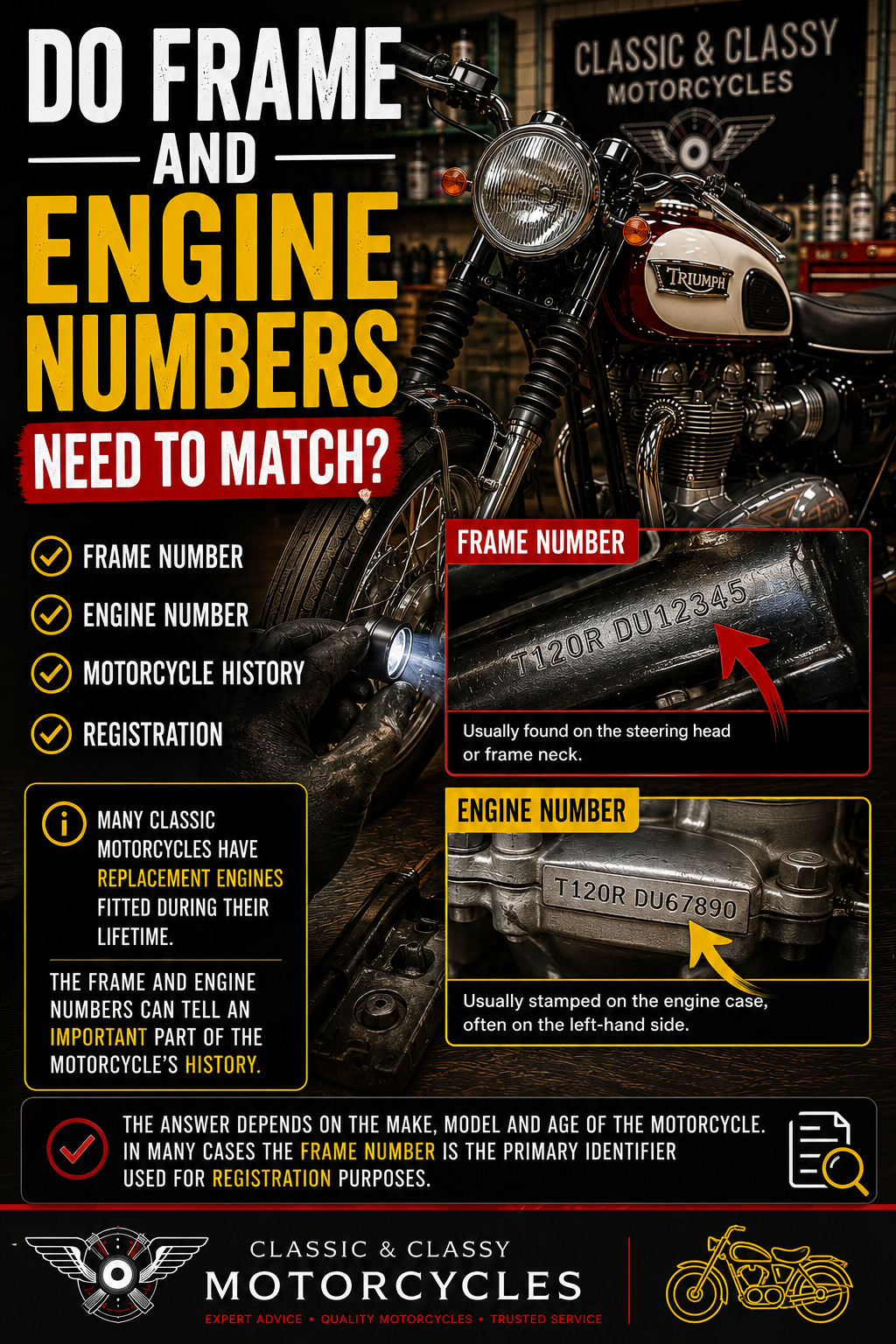 Do frame and engine numbers need to match