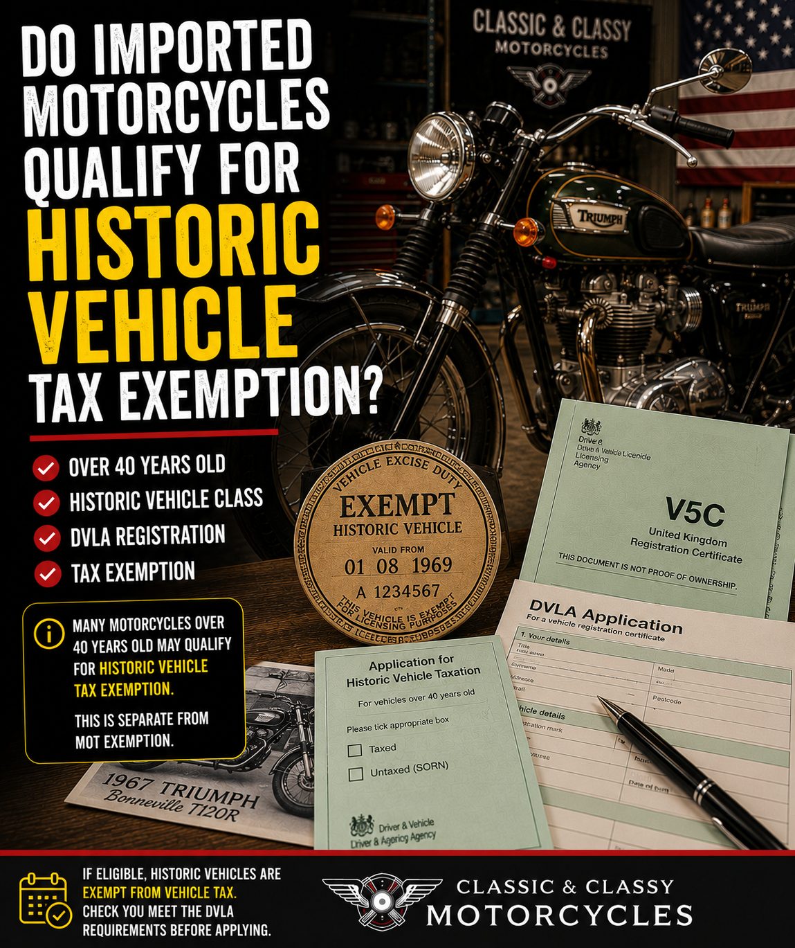 Do imported motorcycles qualify for Historic Vehicle tax exemption