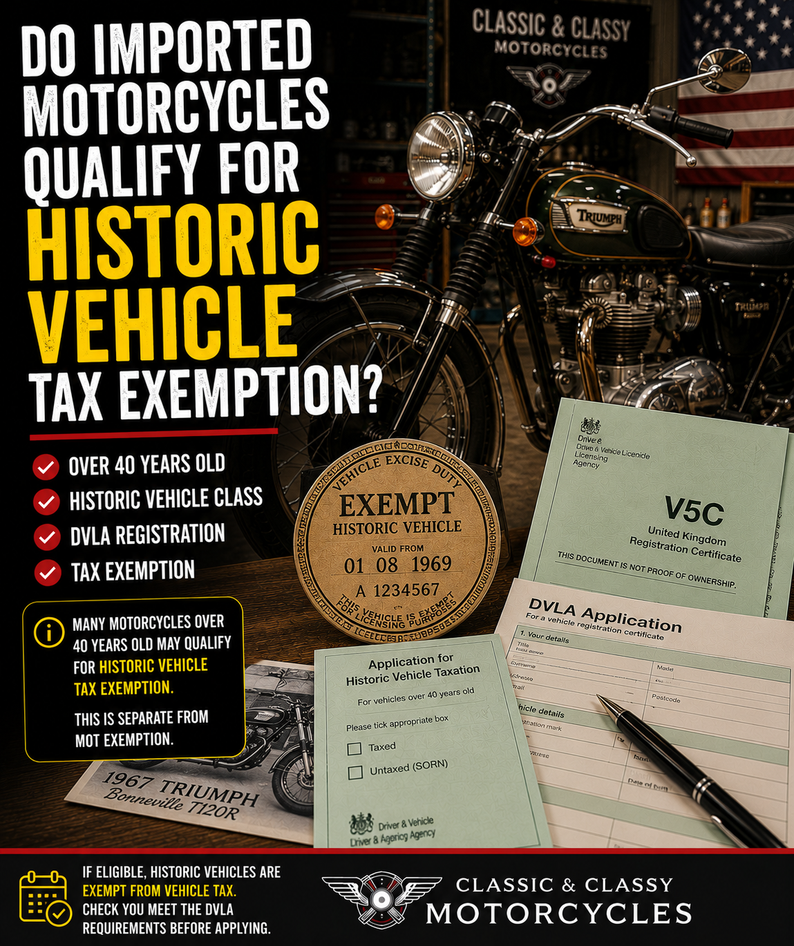Do imported motorcycles qualify for Historic Vehicle tax exemption