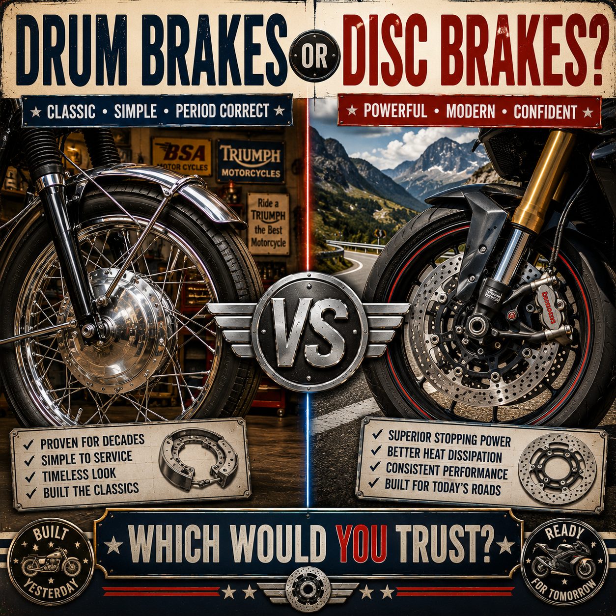 Drum brakes or disc brakes?