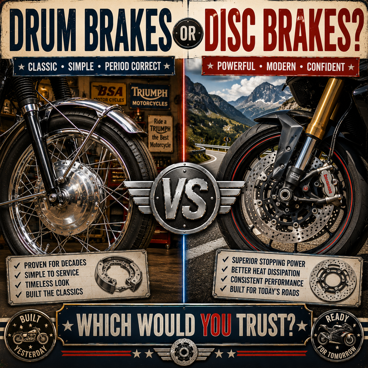 Drum brakes or disc brakes?