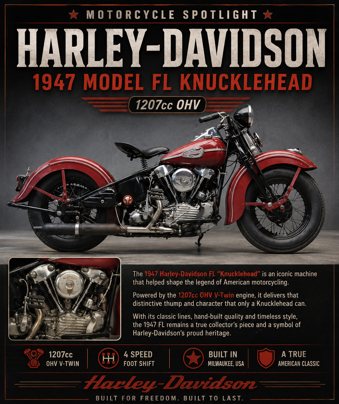 Harley-Davidson 1947 Model FL Knucklehead 1207cc OHV