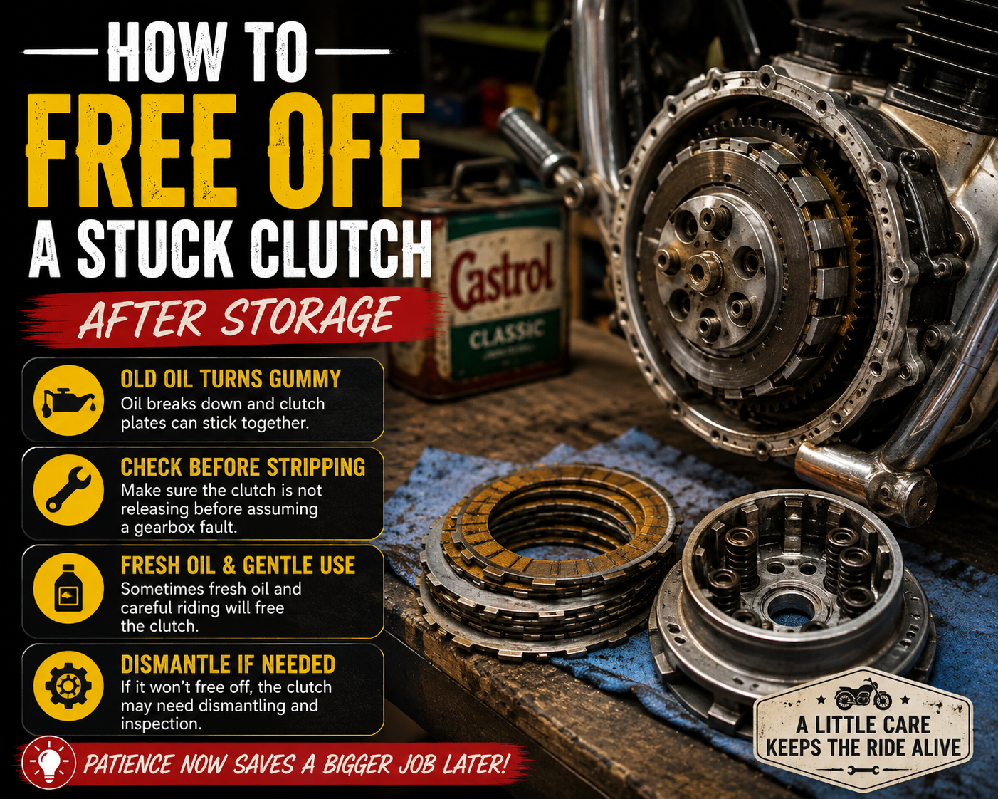 How to free off a stuck clutch after storage