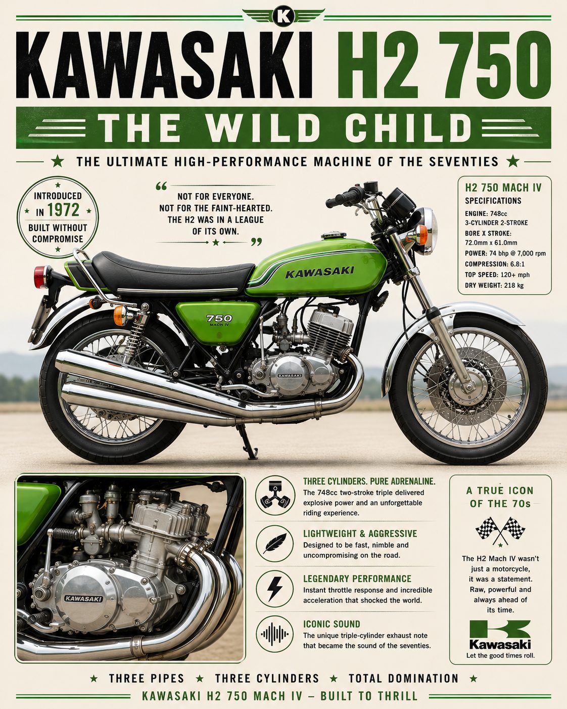 Kawasaki H2 750 Mach IV – The Wild Child of the Seventies