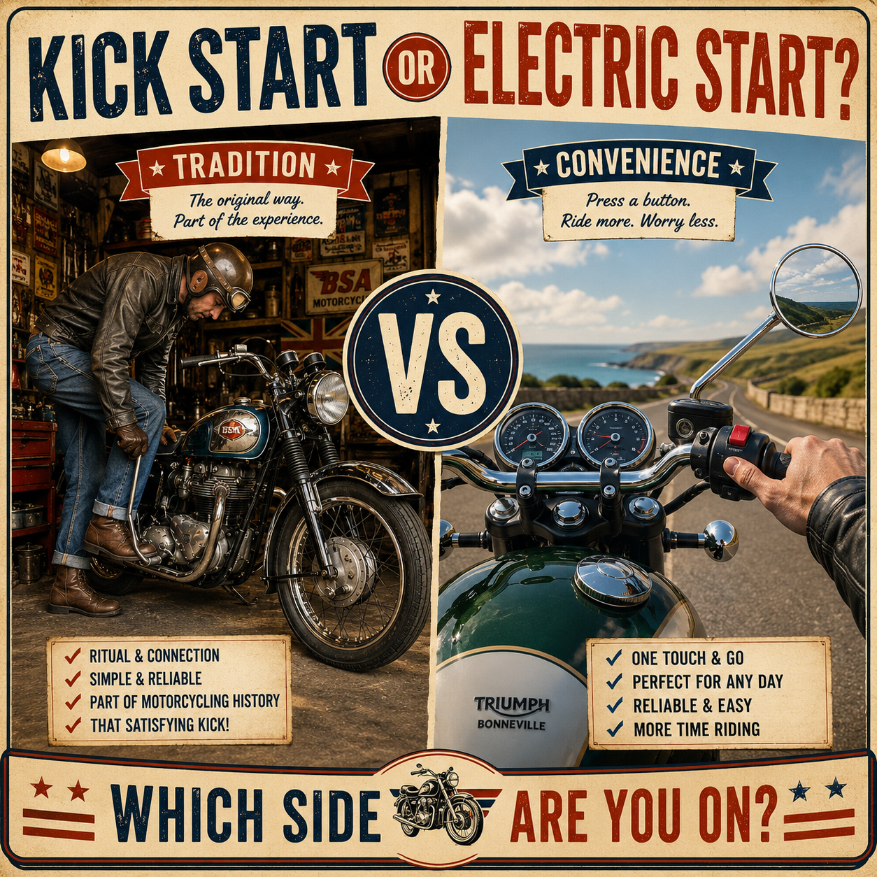 Kick start or electric start?