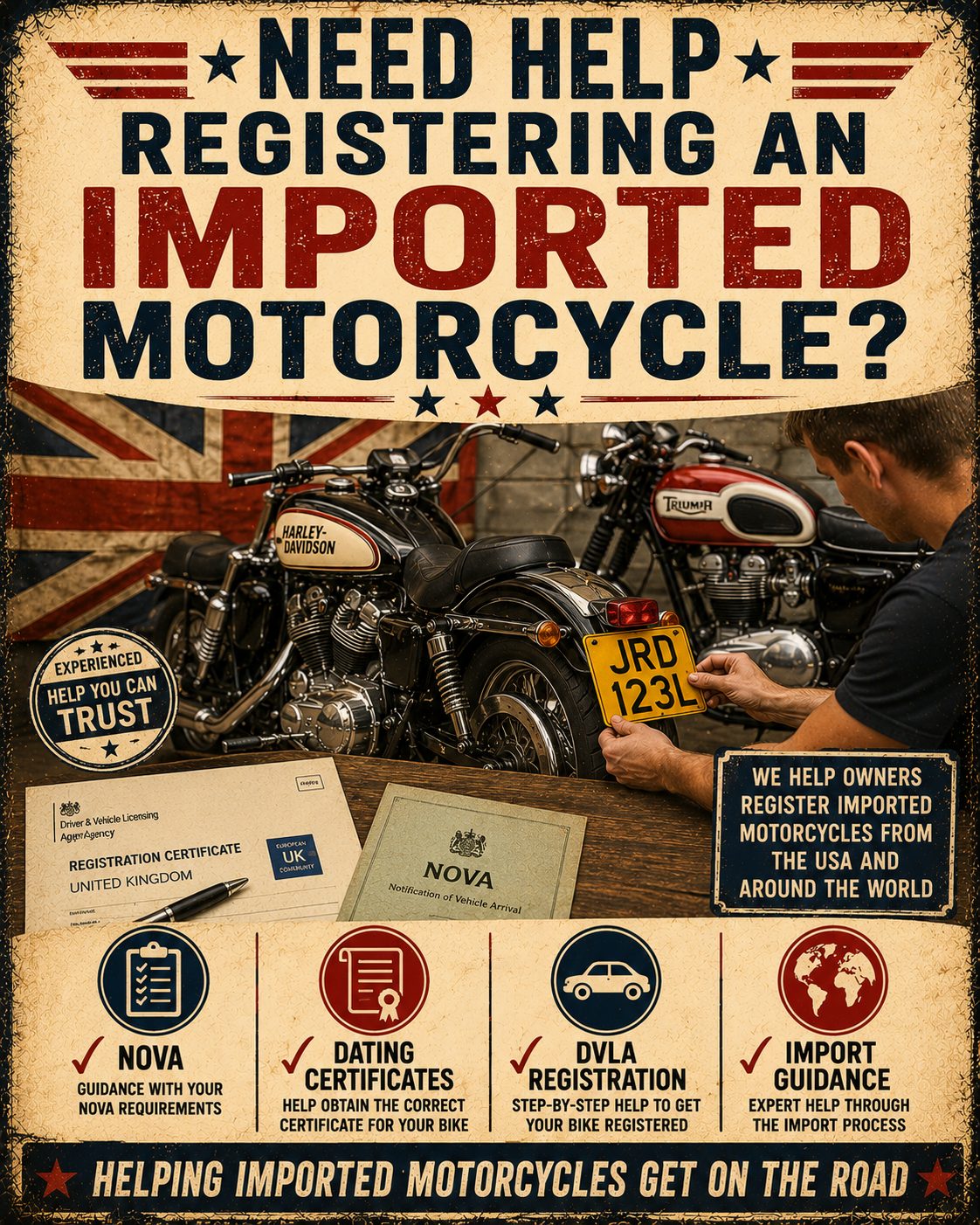 Need help registering an imported motorcycle - Registration Guide