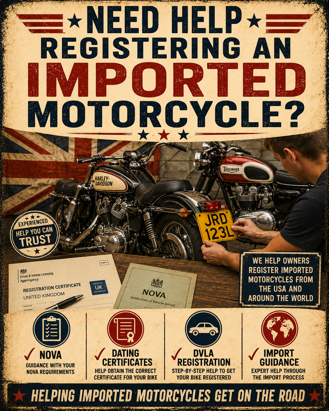 Need help registering an imported motorcycle - Registration Guide
