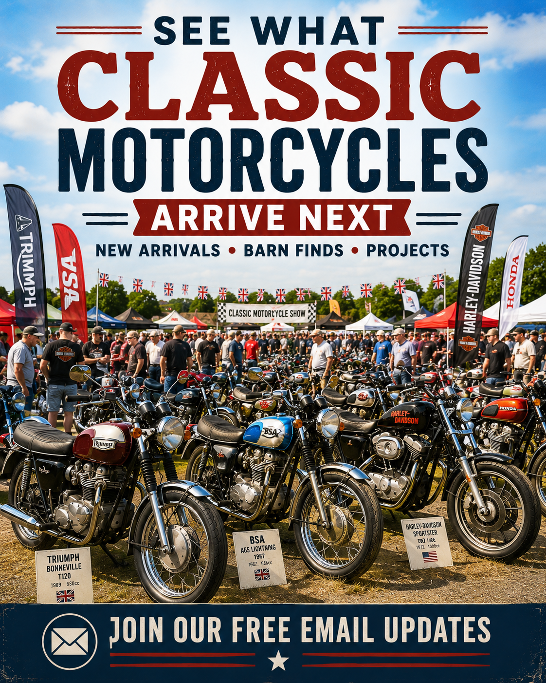 Never miss a new motorcycle arrival