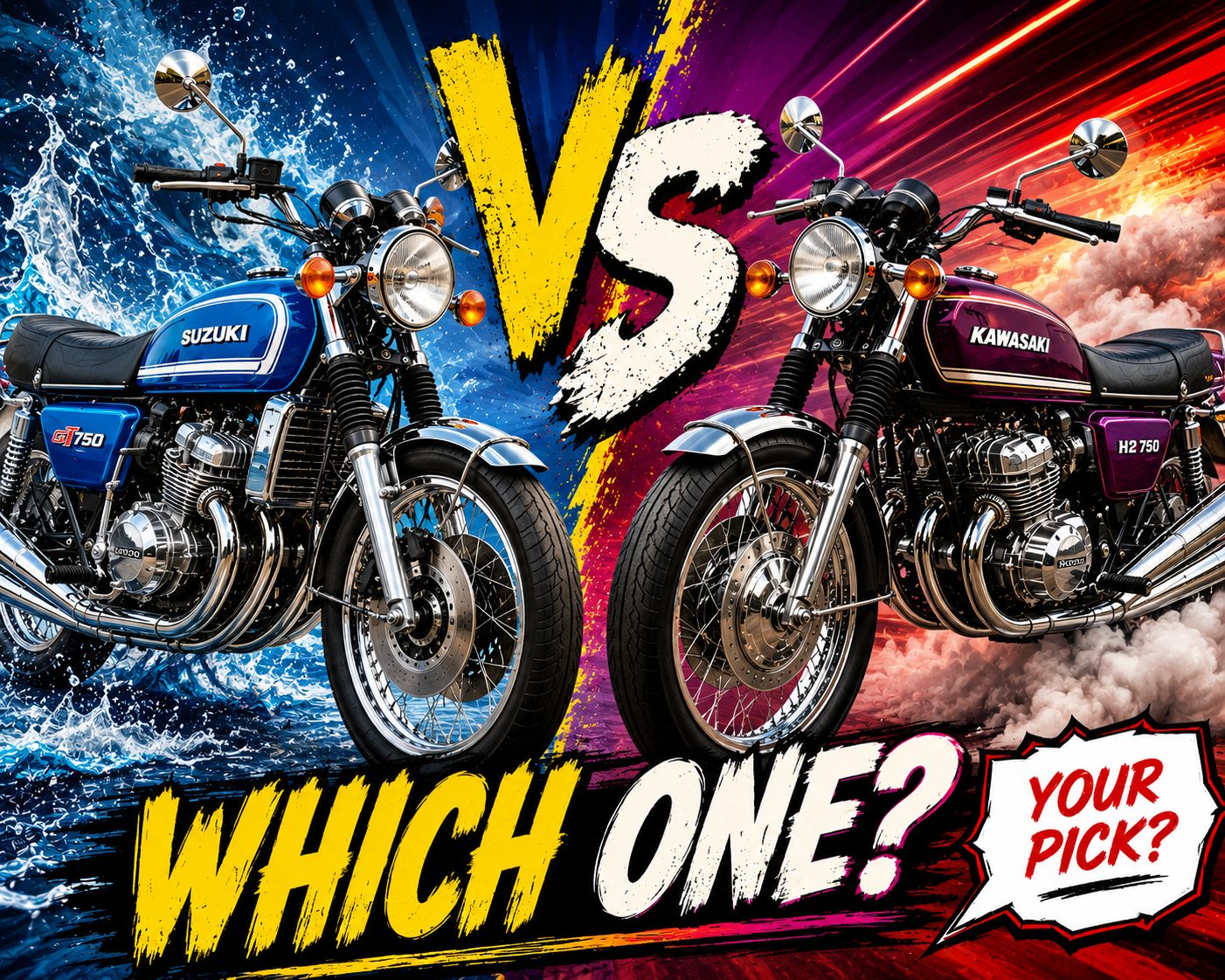 Suzuki GT750 vs Kawasaki H2 750