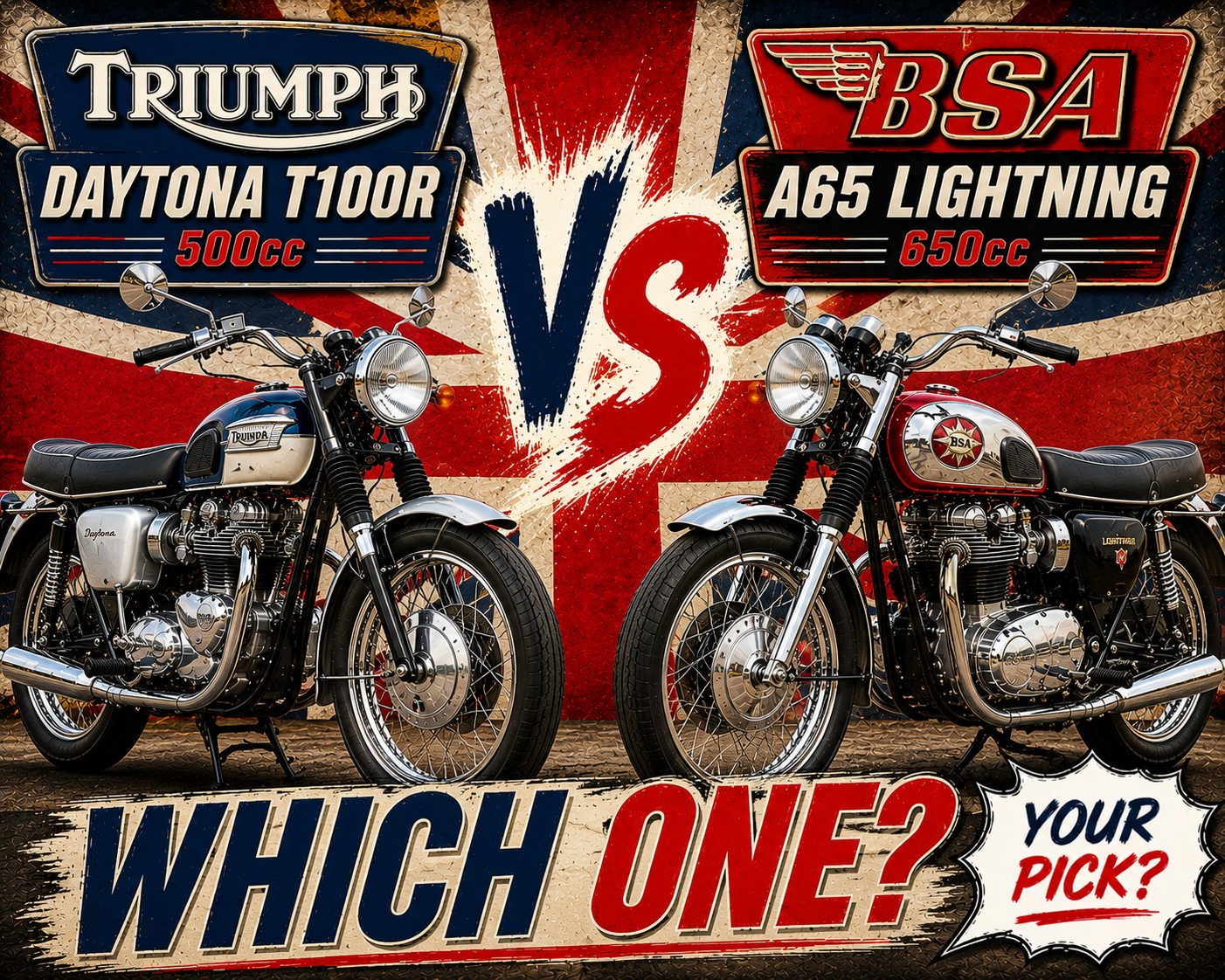 Triumph Daytona T100R 500cc vs BSA A65 Lightning 650cc