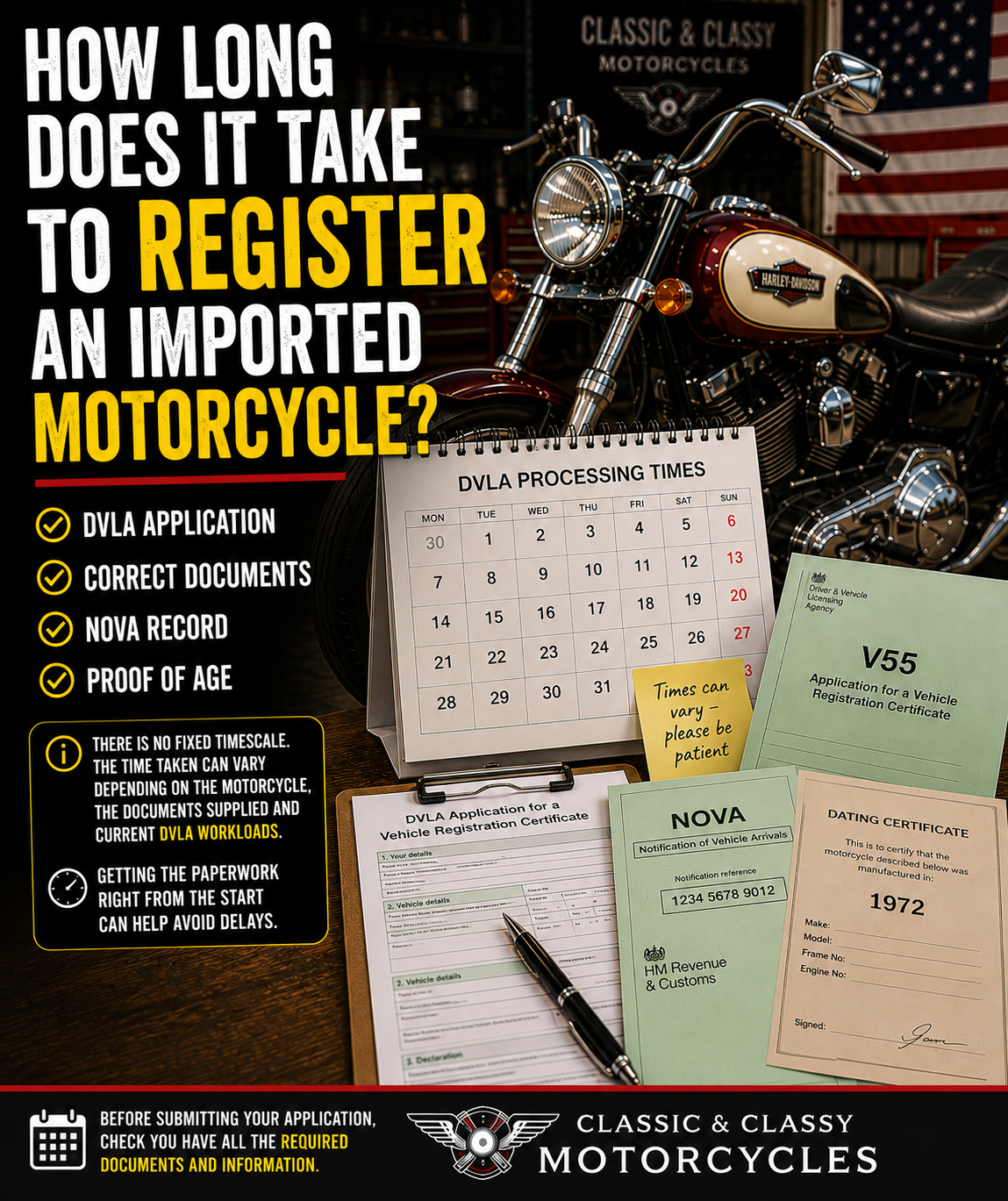 V1 How long does it take to register an imported motorcycle
