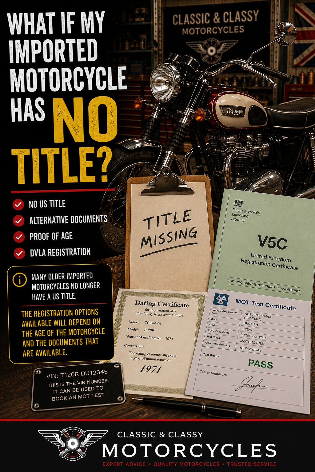 What if my imported motorcycle has no Title?