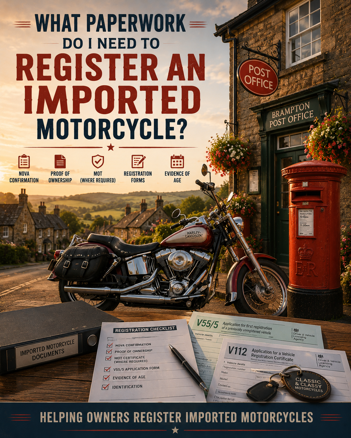 What paperwork do I need to register an imported motorcycle