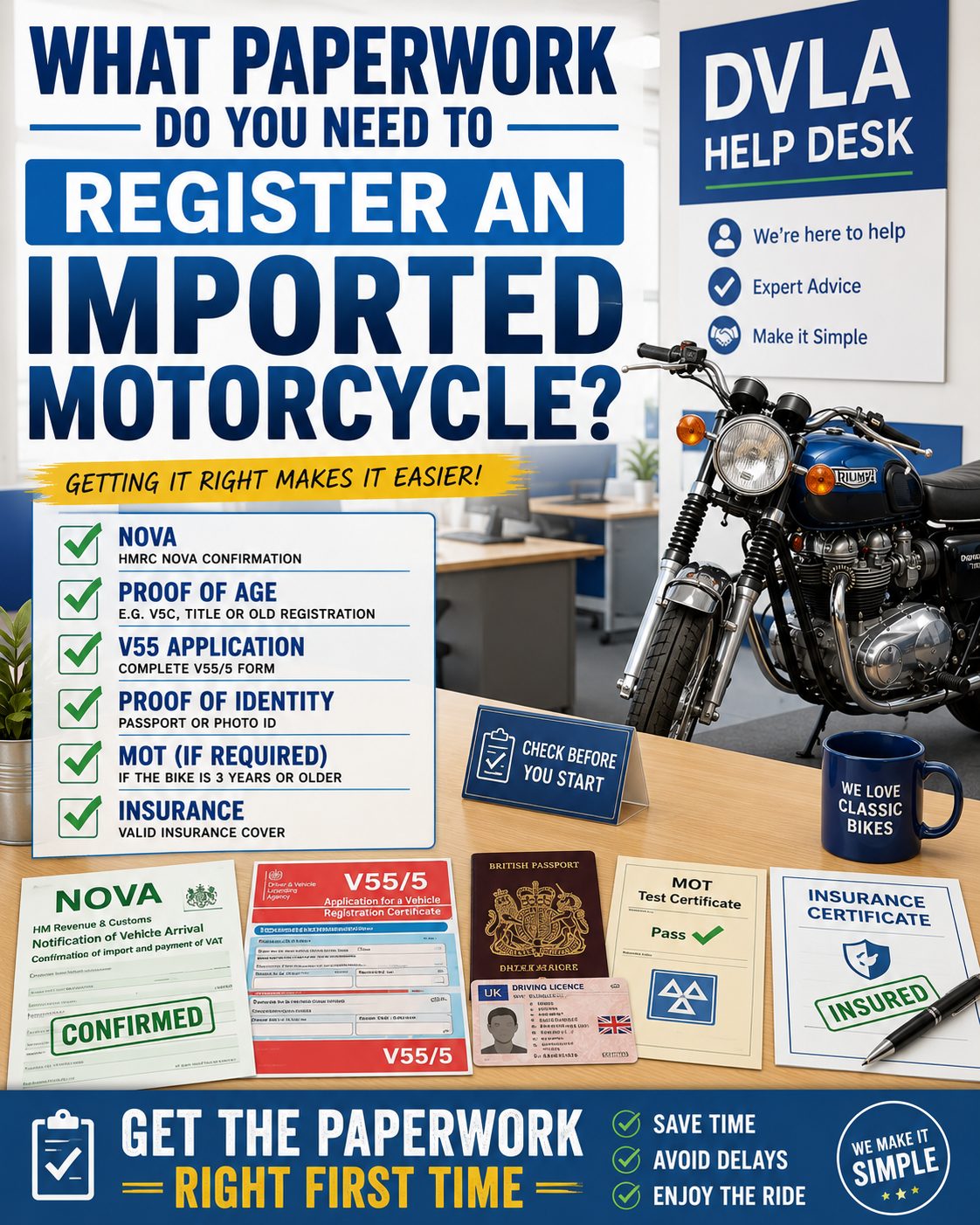 What paperwork do you need to register an imported motorcycle?