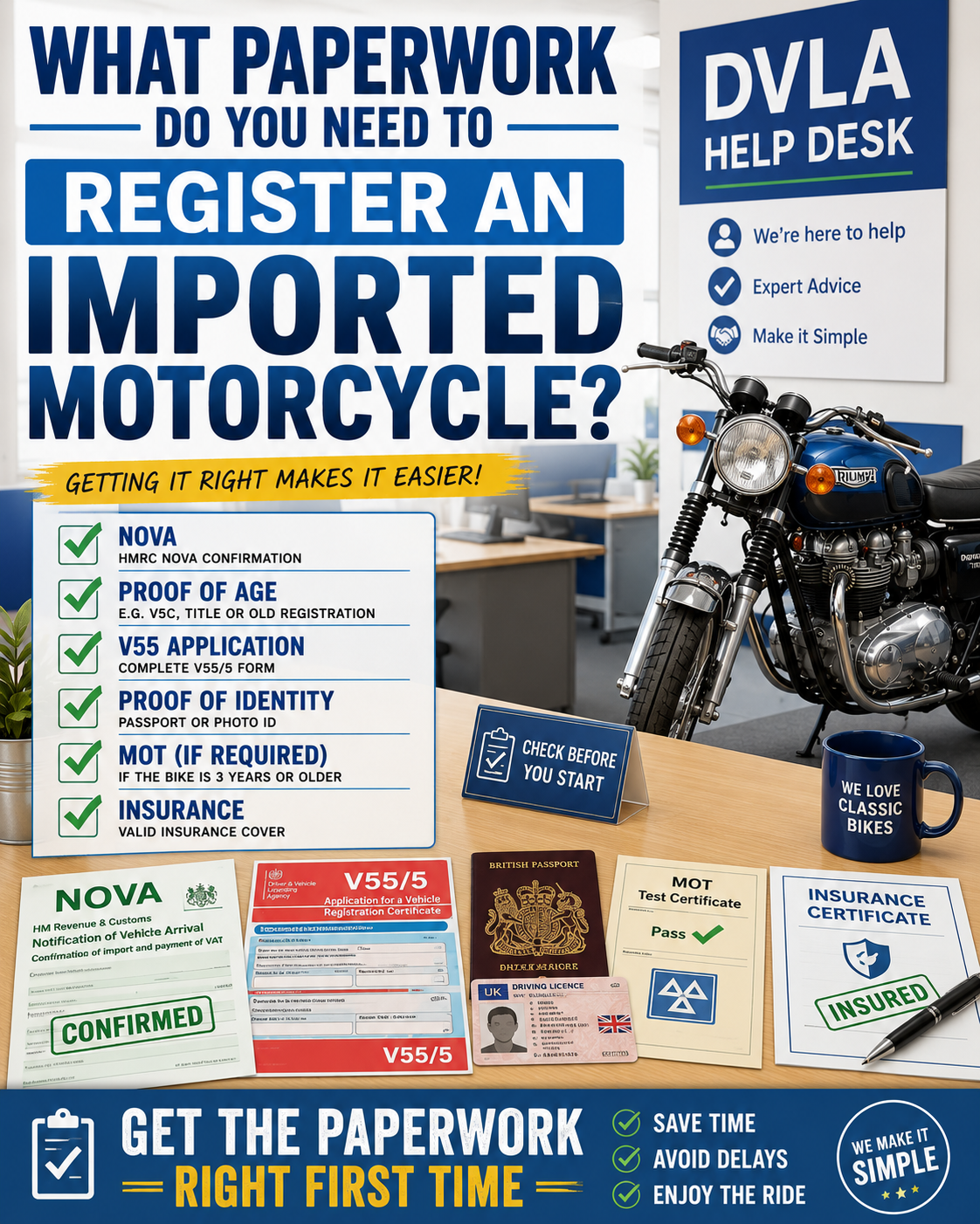What paperwork do you need to register an imported motorcycle?