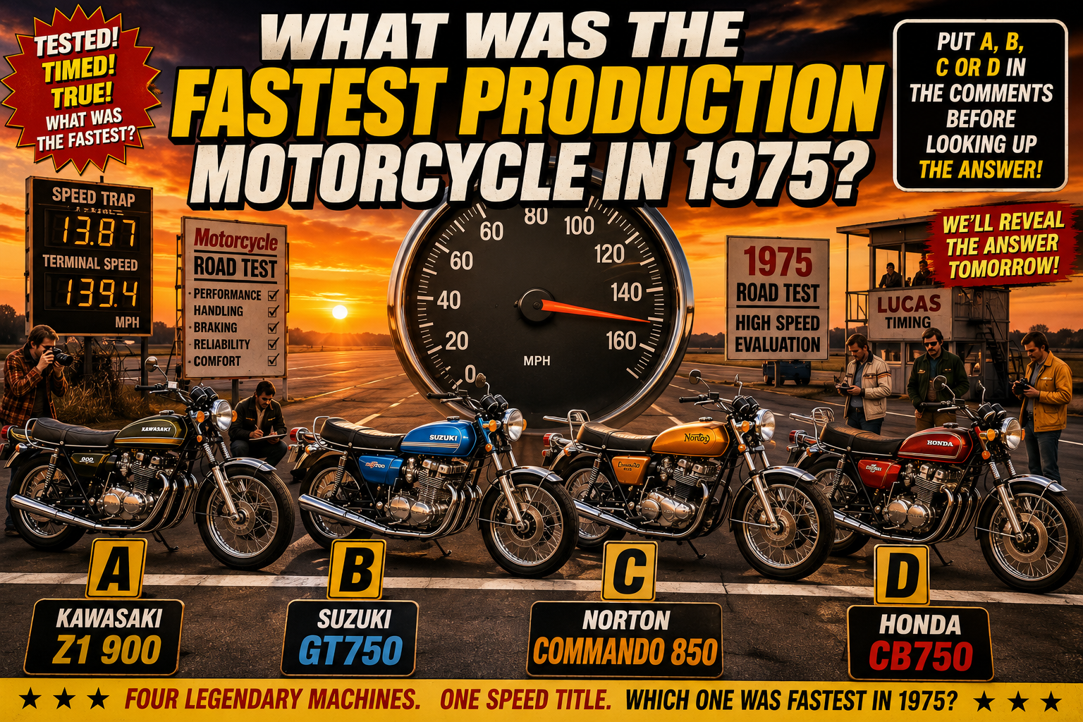 What was the fastest production motorcycle in 1975?