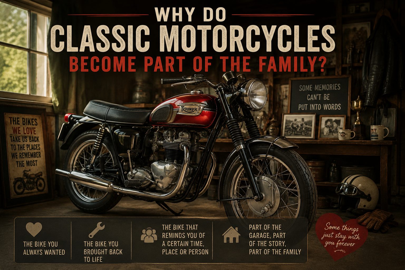 Why do classic motorcycles become part of the family?