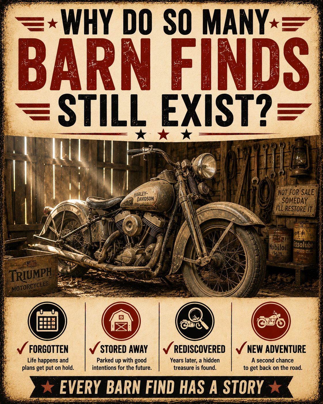 Why do so many barn find motorcycles still exist