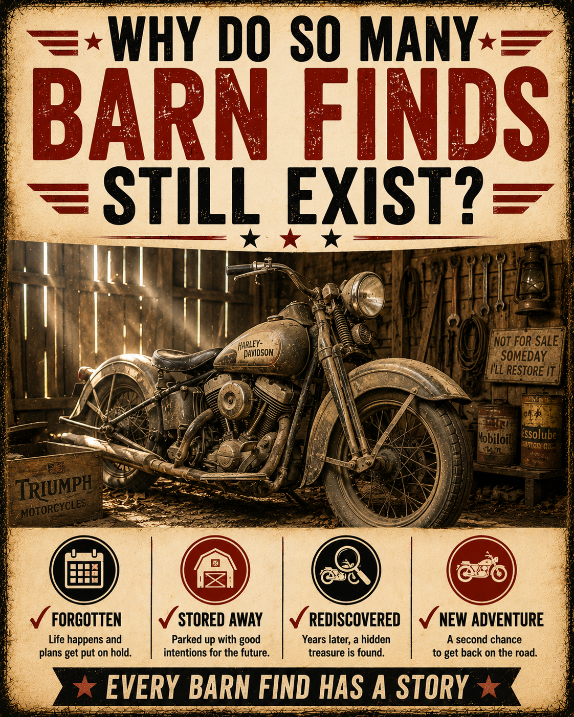 Why do so many barn find motorcycles still exist