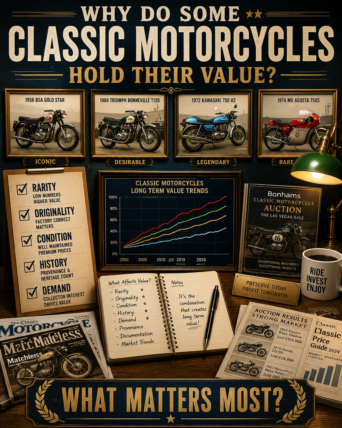 Why do some classic motorcycles hold their value better than others?