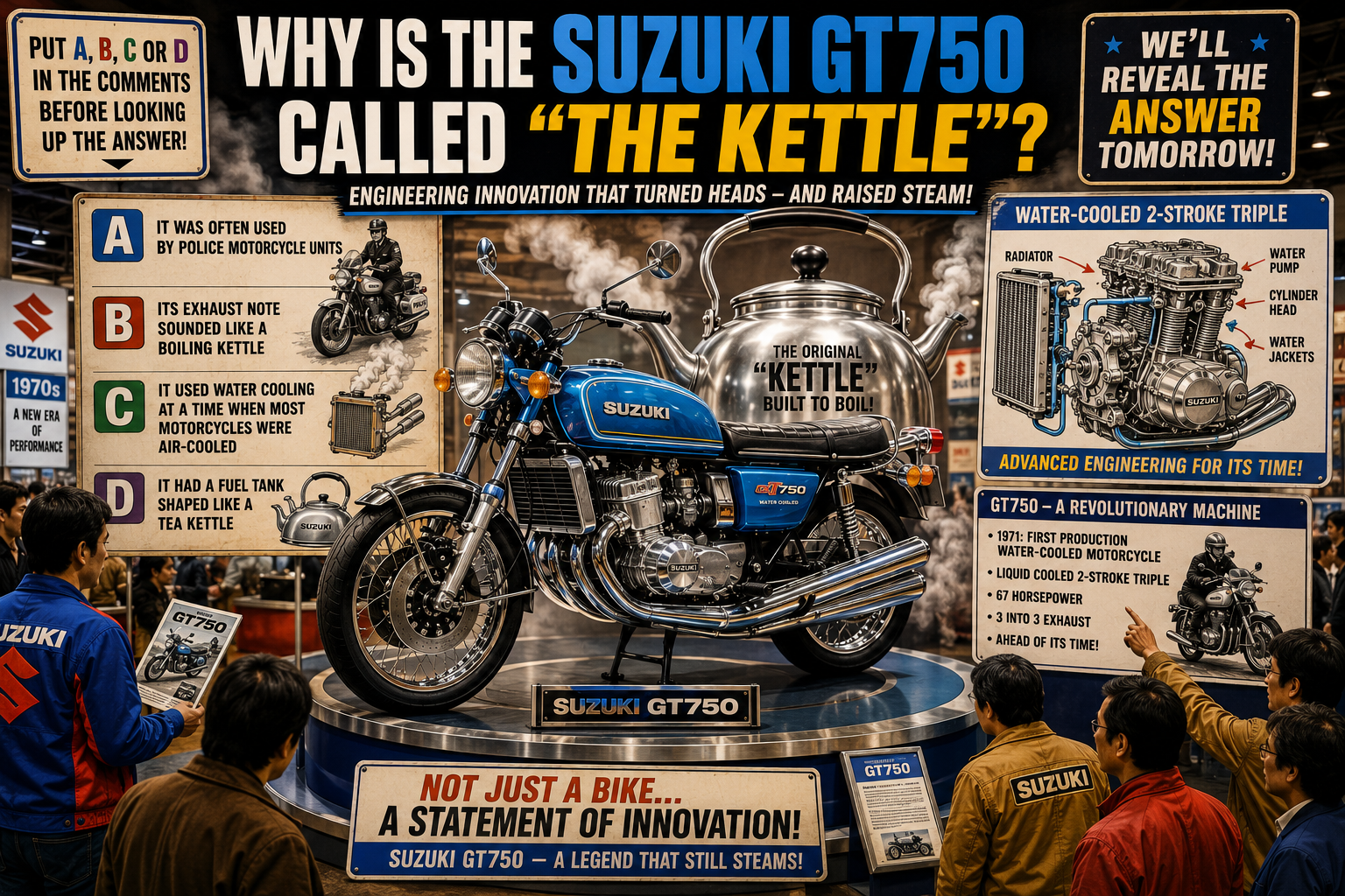 Why is the Suzuki GT750 called "The Kettle"?
