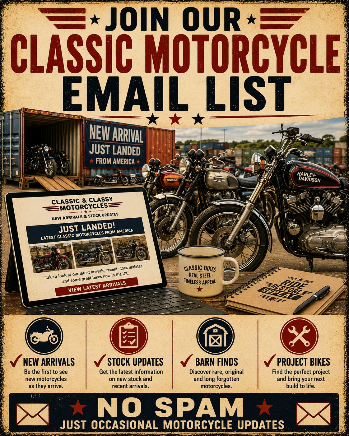 Why join our classic motorcycle email list