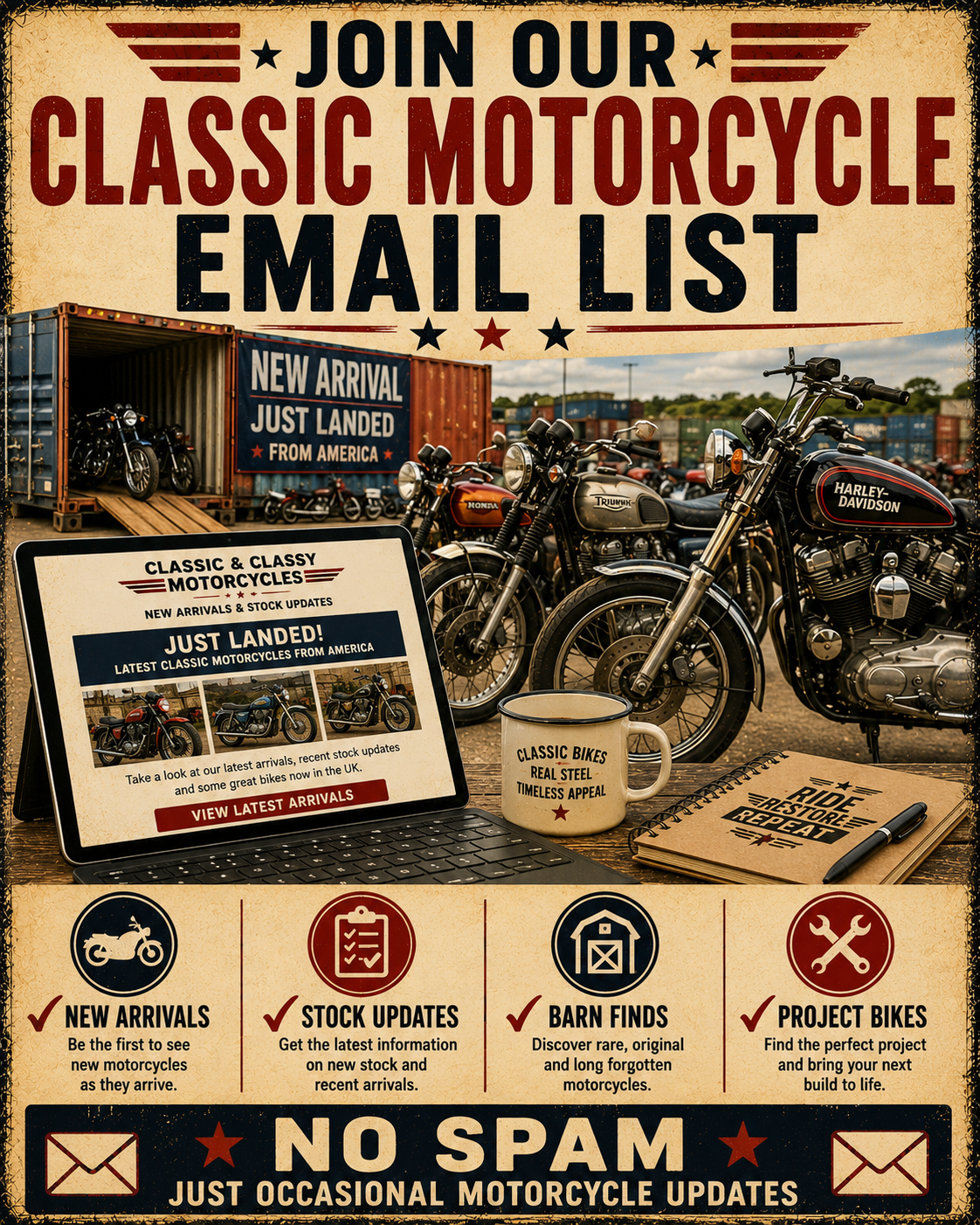 Why join our classic motorcycle email list
