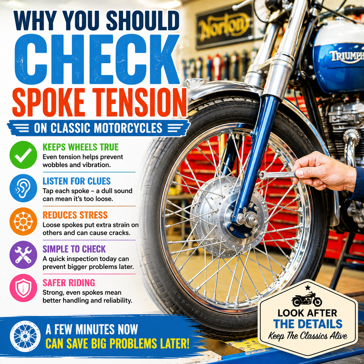 Why you should check spoke tension on classic motorcycles