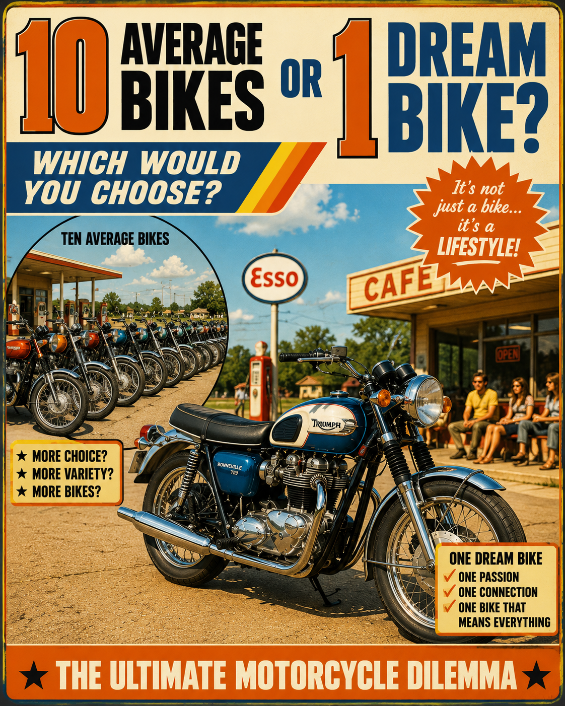 Would you rather own ten average motorcycles or one dream motorcycle?