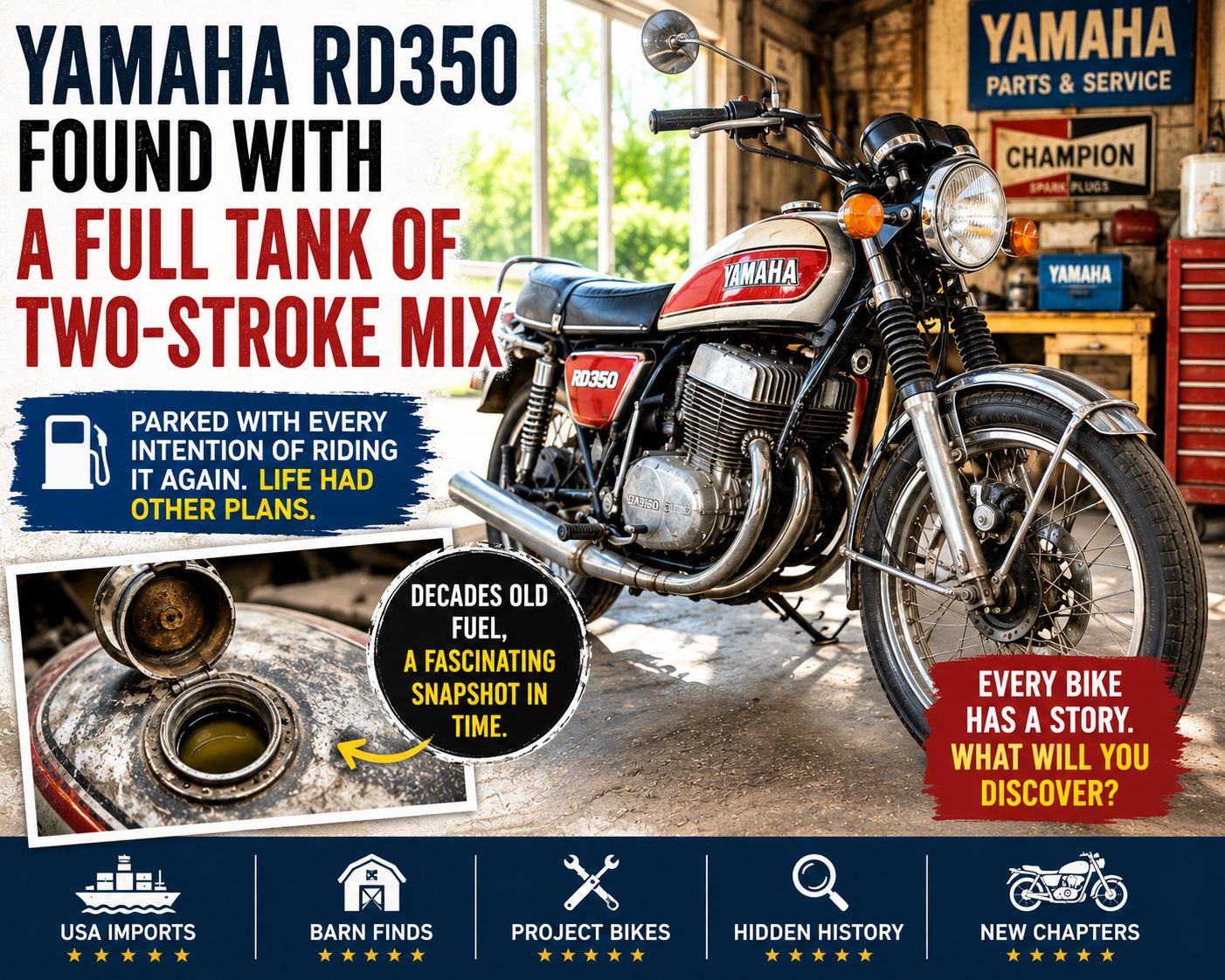 Yamaha RD350 Found With a Full Tank of Two-Stroke Mix